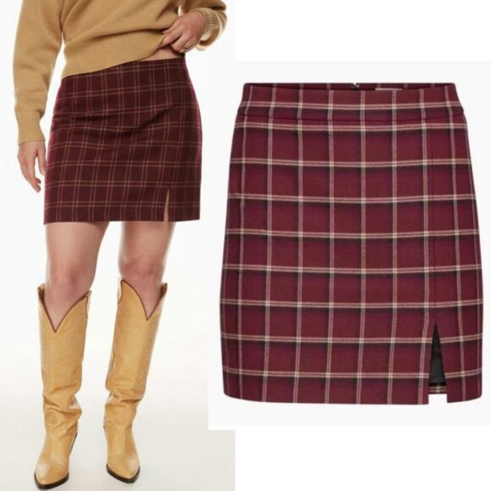 WILFRED Aritzia Patio Mini Skirt Size 2 Marisol Spiced Burgundy